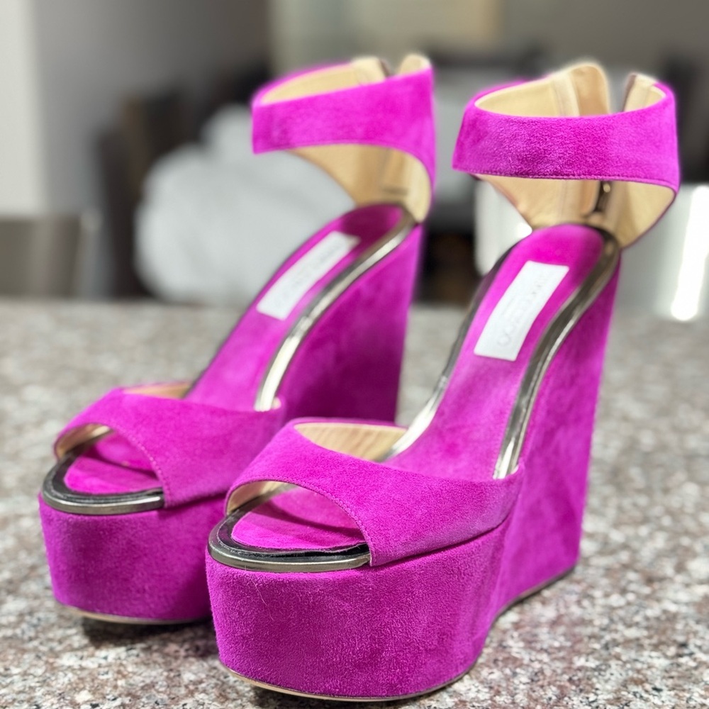 Jimmy Choo Fuchsia Wedge Sandals Comfy, size 8